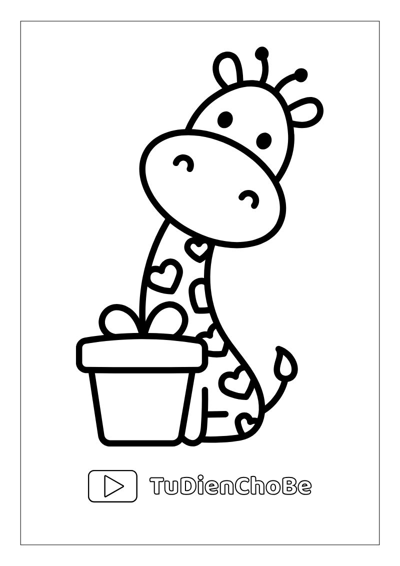 tranh tô màu hươu cao cổ đẹp, tranh tô màu hươu cao cổ rõ nét, hình tô màu hươu cao cổ hoạt hình,