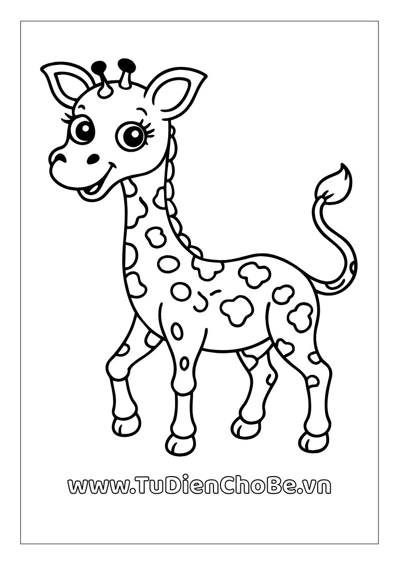 tranh tô màu hươu cao cổ đẹp, tranh tô màu hươu cao cổ rõ nét, hình tô màu hươu cao cổ hoạt hình,