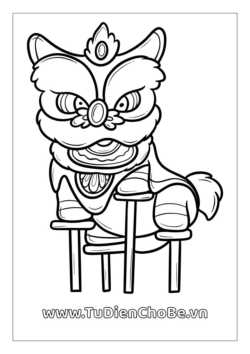 Tranh tô màu Tết Trung Thu cho bé, hình lồng đèn, múa lân, chị Hằng chú Cuội dễ thương, miễn phí tải về