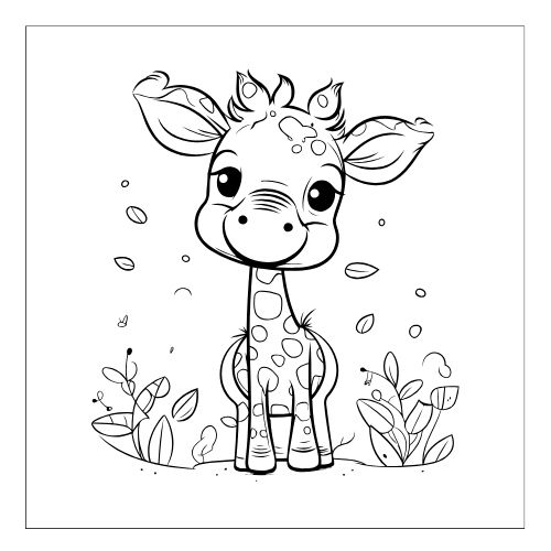 Tranh tô màu hươu cao cổ